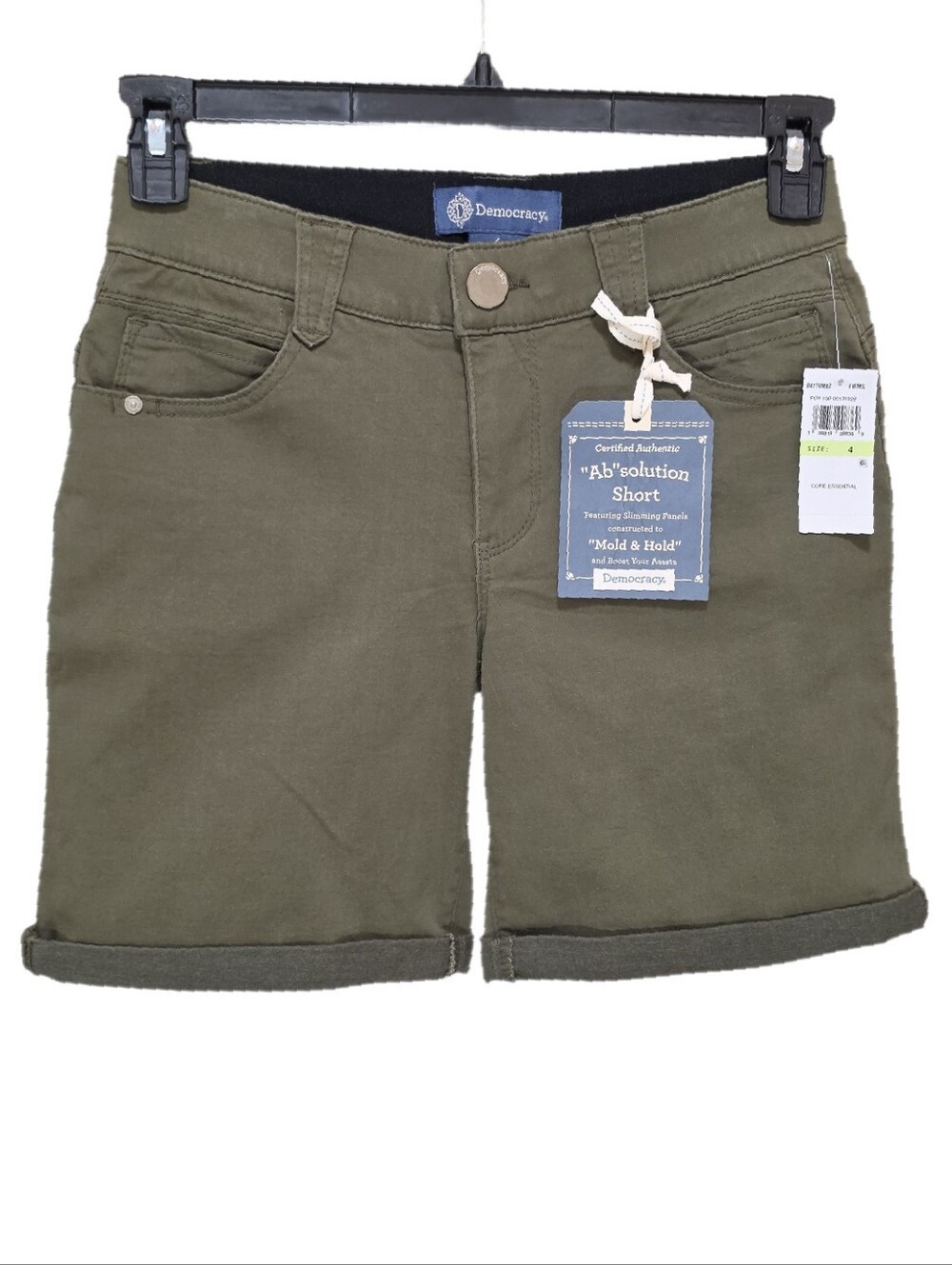 Democracy 7" Inseam Colored Twill shorts Stretch Mid-Rise Ab Solution Sizw 4